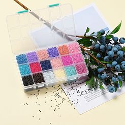 Fgb 450g 18色 12/0グレードA ラウンドガラスシードビーズ  透明インサイドカラー  ミックスカラー  2.3x1.5mm  穴：1mm  25 G /カラー  約48000個/箱&nbsp;SEED-JP0012-05-2mm
