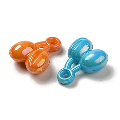 メッキ不透明アクリルパーツ  ABカラー  フルーツ  ミックスカラー  21.5x17x8mm  穴：2.5mm  500個/ 500g&nbsp;OACR-E039-51