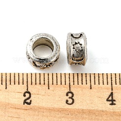 ラックメッキチベットスタイルの合金スペーサービーズ  フラットラウンド  アンティークシルバー  8x5mm  穴：5mm&nbsp;TIBE-WH0007-01AS