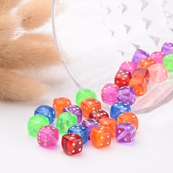 透明なアクリルビーズ  サイコロ  ミックスカラー  10x10x10mm  穴：1.4mm  約1050個/500g&nbsp;PLMD8MM