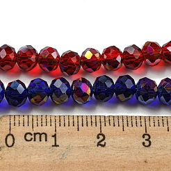電気メッキ透明ガラスビーズ連売り  フル虹メッキ  多面カット  ロンデル  ミックスカラー  6x5mm  穴：1mm  約85~88個/連  16.1~16.5インチ（41~42cm）&nbsp;EGLA-A034-T6mm-G