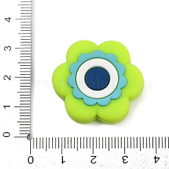 シリコンビーズ  焦点ビーズ  花  緑黄  27x29x8.5mm  穴：2mm&nbsp;SIL-I008-02B