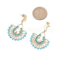 Glass Twisted Bugle Beaded Dangle Stud Earrings&nbsp;EJEW-MZ00365