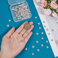 150個3スタイル304ステンレススチールビーズ  三角と星と聞く  ステンレス鋼色  8x8x1mm  穴：1.5mm  50個/スタイル&nbsp;STAS-UN0047-39