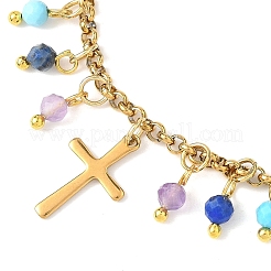 Natural Mixed Gemstone & 304 Stainless Steel Beads Charm Bracelets&nbsp;BJEW-JB12870