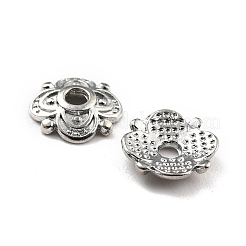 4 -petalチベットスタイル合金の花のビーズキャップ  カドミウムフリー＆ニッケルフリー＆鉛フリー  プラチナ  8x8x2mm  穴：2mm&nbsp;LS-TIBE-S222-P-NR