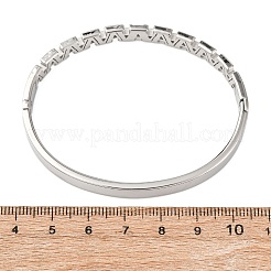 304ステンレススチール製マイクロパヴェキュービックジルコニアヒンジ付きバングル（女性用）  文字a  ステンレス鋼色  内径：2-3/8x1-7/8インチ（5.9x4.7cm）&nbsp;BJEW-Z146-01P