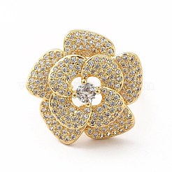 Cubic Zirconia Flower Finger Ring&nbsp;RJEW-G281-02G
