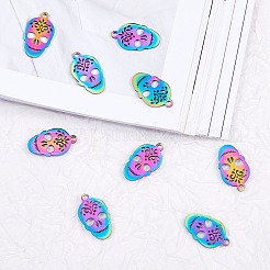 ステンレスペンダント201個  砂糖の頭蓋骨  メキシコの死者の祝日  虹色  18x10.5x1mm  穴：1.6mm  10個/箱&nbsp;STAS-SZ0001-81