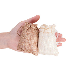 黄麻布ラッピングポーチ巾着袋  ミックスカラー  9x7cm  12個/カラー  24個/セット&nbsp;ABAG-BC0001-08-9x7
