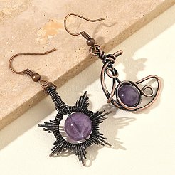 Natural Amethyst Dangle Earrings&nbsp;G-H359-07R-09