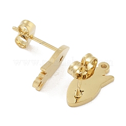 ロケットイオンプレーティング（IP）304ステンレススチールスタッドピアス金具  カン付き  ゴールドカラー  13.5x6.5mm  穴：1.2mm  ピン：0.8x11mm&nbsp;STAS-I206-119G