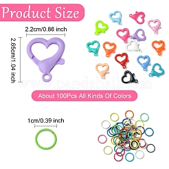 アクリル製ロブスタークロウ留め具50個  50個の鉄の丸カン付き  ミックスカラー  10~26.5x10~22x1~6.5mm  穴：3~8mm  50個/スタイル&nbsp;DIY-YW0011-20A