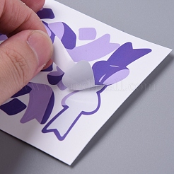 ちょう結び＆ハート柄デコラティブステッカーシート  スクラップブッキング用  カレンダー  芸術  子供のdiyの工芸品  パープル  260x80mm&nbsp;DIY-L037-G05