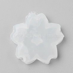 食品グレードのシリコンモールド  フォンダン型  DIYケーキデコレーション用  チョコレート  キャンディ  UVレジン＆エポキシ樹脂ジュエリー作り  さくら  ホワイト  50x8mm&nbsp;DIY-E021-28