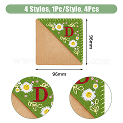 フェルト刺繍ブックマーク4種類4個  コーナーページマーカー  クラフト紙で  シーズンテーマ  正方形  文字d  96x96x3mm  1個/スタイル&nbsp;FIND-HY0003-46D