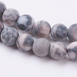 天然ピンクゼブラジャスパービーズ連売り  艶消し  ラウンド  6mm  穴：0.8mm  約58~60個/連  14.5インチ（36.8cm）&nbsp;G-J376-46F-6mm