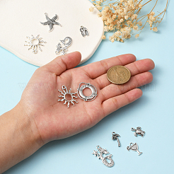 100Pcs 10 Style Ocean Theme Tibetan Style Alloy Pendants&nbsp;TIBEP-CJ0001-70