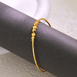 女性用調節可能な真鍮チャームバングル  ハート＆ベル  18KGP本金メッキ  内径：2-1/4インチ（5.8cm）&nbsp;YV3092