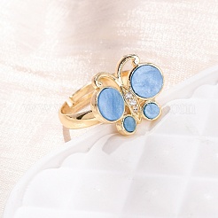 Brass Micro Pave Cubic Zirconia Finger Rings&nbsp;RJEW-C152-01G