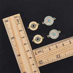 8Pcs 2 Styles Brass Pave Clear & Deep Sky Blue Cubic Zirconia Connector Charms&nbsp;KK-DC0003-42