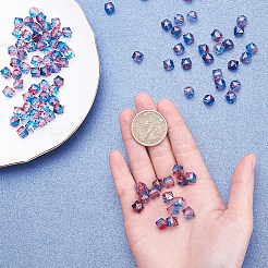 ツートン透明なスプレープリントアクリルビーズ  ポリゴン  藤紫色  7.5x8x8mm  穴：1.8mm&nbsp;LS-X-ACRP-T005-26C