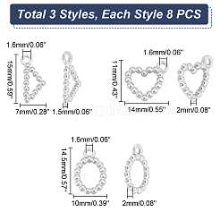 24Pcs 3 Style 304 Stainless Steel Pendants&nbsp;STAS-UN0041-96