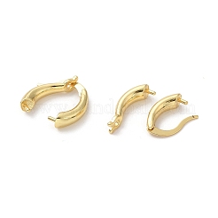 左右の真鍮フープピアスパーツ  ペンダントベイルと  18KGP本金メッキ  17x16x4mm  ピン：1mmと1~1.6x0.5mm&nbsp;KK-A182-01G