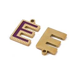 イオンプレーティング（IP）316ステンレスペンダント  ニッケルフリー  エナメル  レターチャーム  18KGP本金メッキ  文字e  17x11x2mm  穴：1.4mm&nbsp;STAS-U014-28G-05