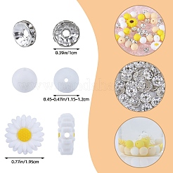 79Pcs 6 Styles Iron Rhinestone Spacer Beads with Flower Silicone Beads&nbsp;SIL-SZ0002-30A