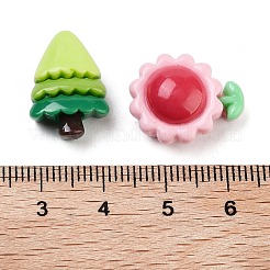 不透明樹脂デコデンカボション  木と花と太陽  混合図形  ミックスカラー  14~18.5x13~19x7~9.5mm&nbsp;RESI-H165-12