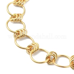 304ステンレススチールリングリンクチェーンブレスレット  ゴールドカラー  7-5/8インチ（19.4cm）&nbsp;BJEW-TA00334-03
