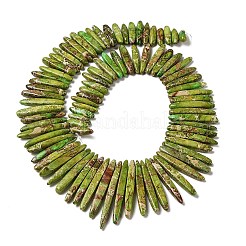 ナチュラルインペリアルジャスパービーズ連売り  染め  弾丸  黄緑  19.5~58x5~6x5~6mm  穴：1.4mm  約86個/連  16.93''（43センチメートル）&nbsp;G-Q171-C01-C01-01