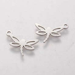 変色しにくい304ステンレススチールペンダント  トンボ  ステンレス鋼色  13x16x1mm  穴：1.5mm&nbsp;LS-STAS-Q201-T488