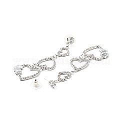 Clear Cubic Zirconia & Crystal Rhinestone Long Dangle Stud Earrings&nbsp;EJEW-C037-06B-P