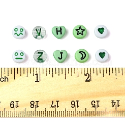 200PCSアクリルビーズ  混合図形  グリーン  7x3.5~4mm  穴：1.2~1.6mm&nbsp;MACR-FS0001-89
