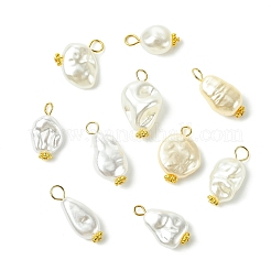 65 個 13 スタイルの ABS プラスチック模造パールペンダント  ナゲット  304ステンレススチールフラットヘッドピンループ付き  18KGP本金メッキ  17~22mm  5個/スタイル&nbsp;PALLOY-CJ00169