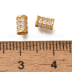スターリングシルバーマイクロパヴェクリアキュービックジルコニアビーズ925個  コラム  ゴールドカラー  5.3x3.5x3.5mm  穴：1mm&nbsp;STER-M018-12G