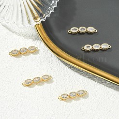 SHEGRACE Brass Pave Clear Cubic Zirconia Triple Oval Links Connector Charms&nbsp;XGRQ3P620-644G