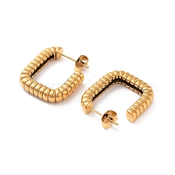 イオンプレーティング（IP）304ステンレススチール製長方形スタッドピアス（女性用）  ゴールドカラー  22.5x4.5mm  ピン：0.8mm&nbsp;STAS-S147-01G