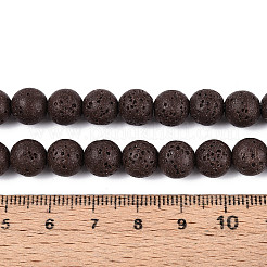 合成溶岩岩ビーズ連売り  染め  ラウンド  ココナッツブラウン  8~8.5mm  穴：1mm  約47個/連  14.96''（38センチメートル）&nbsp;G-WH0034-8mm-01