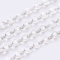 真鍮被覆鉄フラットアズキチェーン  溶接されていない  銀  リンク：1.4x1.5x0.2mm  5 M /袋&nbsp;CH-CJC0001-04S