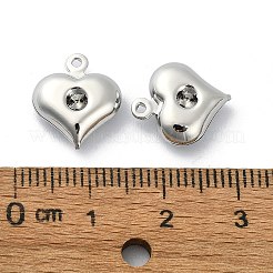 真鍮チャーム  カドミウムフリー＆ニッケルフリー＆鉛フリー  ハート  プラチナ  14x12x5mm  穴：1mm&nbsp;FIND-Z029-16P