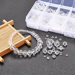 710個の透明なファセットロンデルガラスビーズ  410ステンレススチールの尖ったピンセットと弾性クリスタル糸  DIYジュエリー作りのために  ミックスカラー  ビーズ：710個/箱&nbsp;DIY-YW0003-11