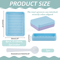 PEプラスチックヒューズビーズトレイ4個  長方形  プラスチック計量スプーン1本付き  ミックスカラー  トレイ：65x50x11mm&nbsp;DIY-ME0002-59
