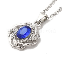 Rhinestone Flower Pandant Necklace with Cable Chains&nbsp;NJEW-K247-01P