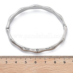 女性用304ステンレススチールヒンジ付きバングル  ブームスティック  ステンレス鋼色  内径：2-3/8x1-7/8インチ（5.9x4.65cm）&nbsp;BJEW-B108-04P