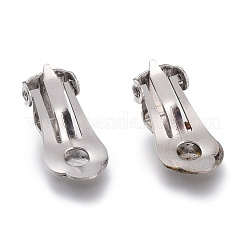 変色しにくい316ステンレススチールのクリップ式イヤリング金具  フラットラウンド  ステンレス鋼色  15.5x9x10mm  穴：3mm&nbsp;STAS-F264-04P