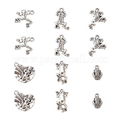 Tibetan Style Alloy Frog Shape Pendants & Rhinestone Settings&nbsp;TIBEP-TA0002-34AS-RS