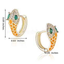 Cubic Zirconia Snake Hoop Earrings with Enamel&nbsp;EJEW-SZ0001-87D